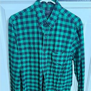 J. Crew Men's Plaid Shirt in Green and Black